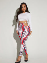SXY Allover Print Cut Out Waist Leggings